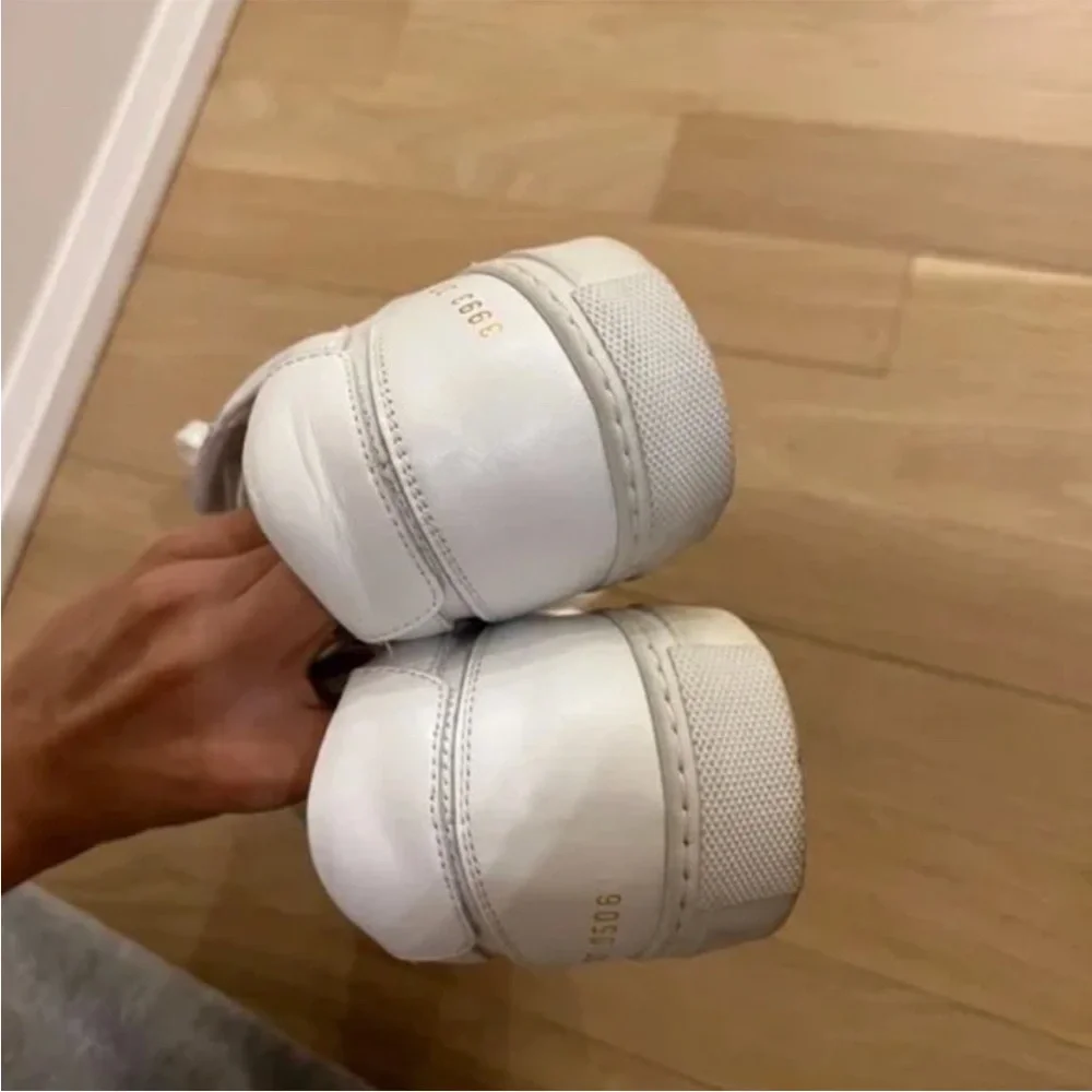 White Leather Common Projects BBall Low Rise Sneakers [Size 7]
